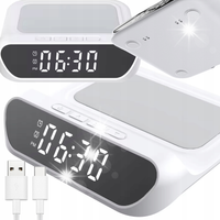 ŁADOWARKA BEZPRZEWODOWA BUDZIK ZEGAR ELEKTRONICZNY INDUKCYJNA LED ALARM