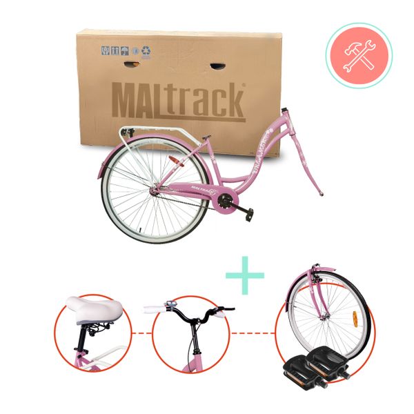 Rower Miejski MalTrack Citybike Dreamer 1-speed Pink 28" + Koszyk Niebieski zdjęcie 12