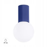 Lampa sufitowa ultramaryna ryflowana szklana biała kula 12 cm IP44 Sollux
