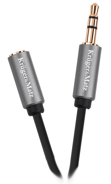 Kabel jack 3.5 wtyk stereo - 3.5 gniazdo stereo 1m  Kruger&Matz Basic zdjęcie 1