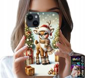 ETUI DO IPHONE 15 - RENIFER, WZORY BOŻONARODZENIOWE + SZKŁO