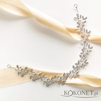 Gałązka opaska srebrna z listkami i cyrkoniami KOKONET 4-0102