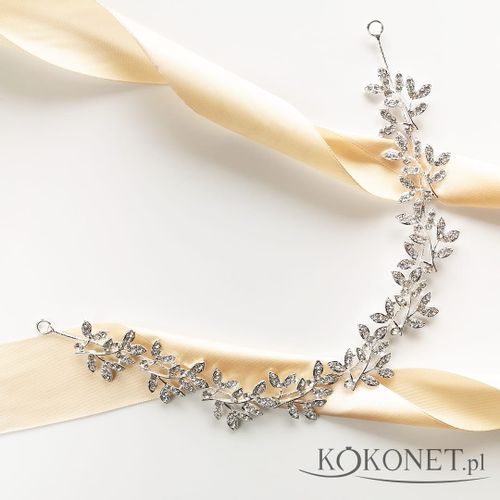 Gałązka opaska srebrna z listkami i cyrkoniami KOKONET 4-0102 na Arena.pl
