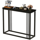 KONSOLA STÓŁ CZARNA DO PRZEDPOKOJU STOLIK BOCZNY REGAŁ POJEMNY WYSOKI