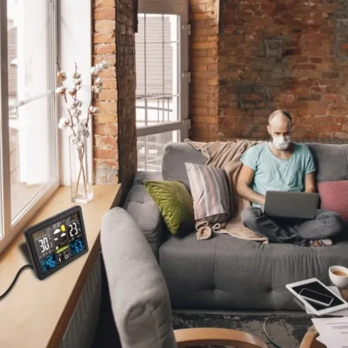 BEZPRZEWODOWA STACJA POGODY LCD POGODOWA HIGROMETR BAROMETR DCF + CZUJNIK na Arena.pl