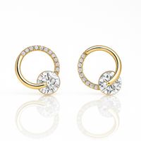 kolczyki ze stali szlachetnej pozłacane 14k złotem, cyrkonie, kółka sztyft