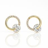 kolczyki ze stali szlachetnej pozłacane 14k złotem, cyrkonie, kółka sztyft