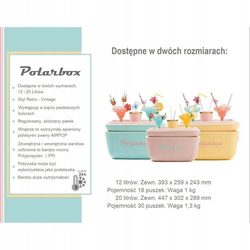 Przenośna Lodówka Retro 12 Litrów Classic Polarbox Błękitny na Arena.pl