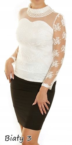 ELEGANCKA koronkowa BLUZKA z kołnierzykiem 835# na Arena.pl