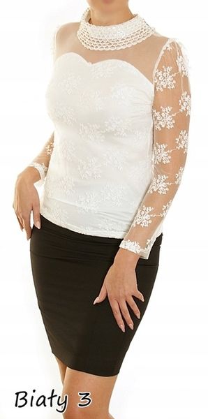 ELEGANCKA koronkowa BLUZKA z kołnierzykiem 835# zdjęcie 3