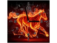 30X30CM ZEGAR OGNISTY KOŃ OBRAZ DREWNO
