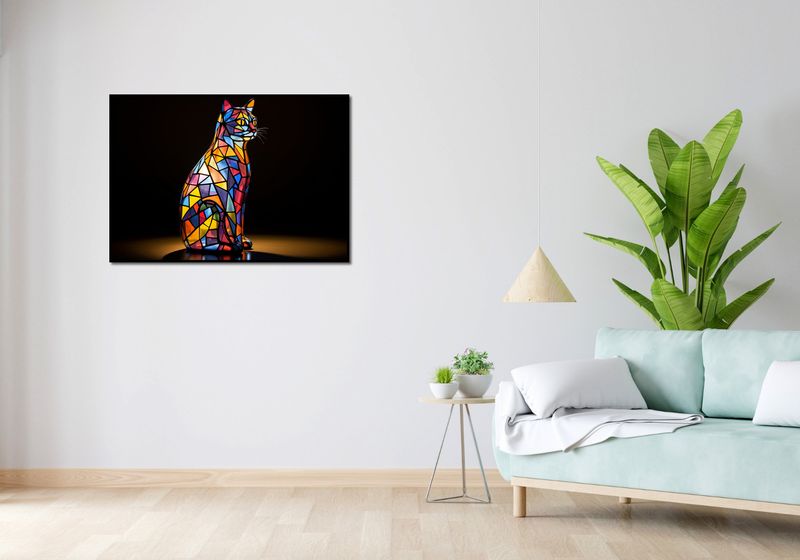 Plakat 100x70cm Koci Witraż zdjęcie 4