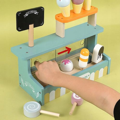 LODZIARNIA DLA DZIECI WITRYNA Z LODAMI STOISKO DREWNIANY SKLEPIK DLA DZIECI na Arena.pl