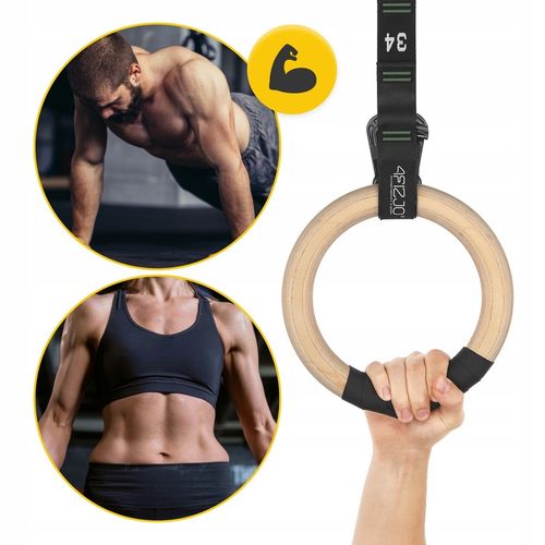 KÓŁKA GIMNASTYCZNE OBRĘCZE DO PODCIĄGANIA DREWNIANE UCHWYTY CROSSFIT KOŁA na Arena.pl