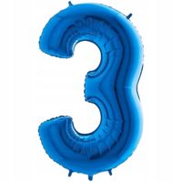 balon niebieski cyfra 3 urodzinowa impreza ozdoba foliowy 82cm party event