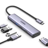 adapter hub ugreen cm478 usb-c do hdmi, usb-a 3.0, 2x usb-a 2.0, pd
