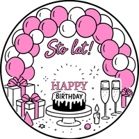 Opłatek na tort Okazjonalny Balony Jubileusz Drink Urodziny 18 30 40 50 60