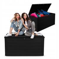 SKRZYNIA OGRODOWA 680 L BALKONOWA KUFER SIEDZISKO DUŻA - PADDA CZARNA