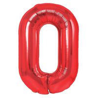 Balon foliowy cyfra 0 czerwony,  40 cm