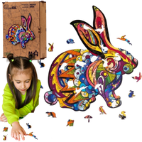 Puzzle Edukacyjne Drewniane Eco Puszysty Królik A4 Dla Dzieci Puza4-01744