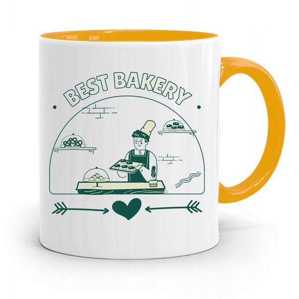 Kubek Żółty Dla Piekarza Best Bakery Prezent Z Nadrukiem Ze Zdjęciem zdjęcie 1