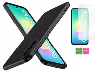 Etui matowe do SAMSUNG GALAXY A27 5G czarny case obudowa + szkło na ekran
