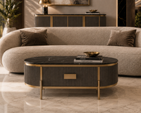 Grafitowy stolik kawowy glamour Omega ryflowany 124x71x48
