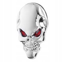 Naklejka Samochód Motor Emblemat Skull Czacha Srebrna Czerwone Oczy Chrom