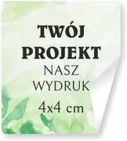 Naklejki ETYKIETY REKLAMOWE twoje LOGO dowolny nadruk 4 x 4 cm 280 sztuk