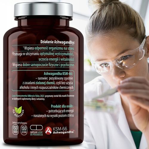 ASHWAGANDHA PREMIUM KSM-66 EKSTRAKT Z KORZENIA MAX PORCJA STRES SEN RELAKS na Arena.pl