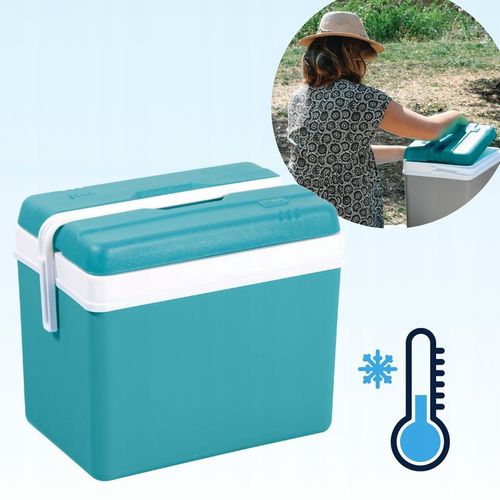 LODÓWKA TURYSTYCZNA 35L TURKUSOWA na WKŁADY MROŻĄCE do auta KAMPERA łodzi na Arena.pl