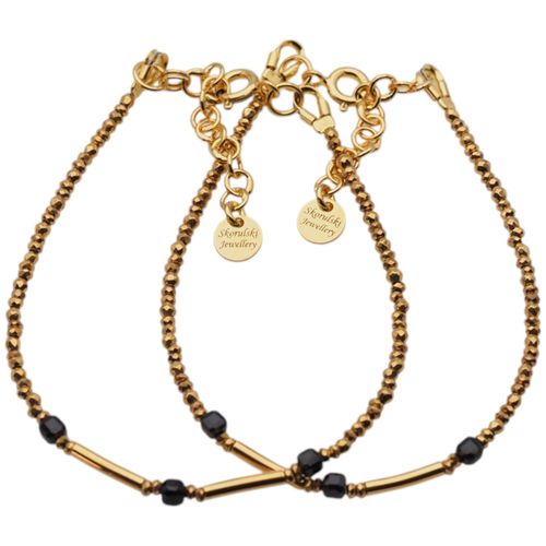 Bransoletka -złoty Hematyt, Spinel i srebro złocone na Arena.pl