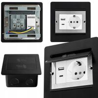 Gniazdo Elektryczne Podłogowe 2xUSB Schuko Spacetronik mediaport czarne