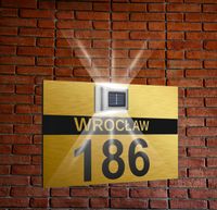 ZŁOTA TABLICZKA ADRESOWA aluminiowa z lampką numer działki domu 40x30