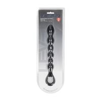 beaded snake silicone anal probe with loop - black