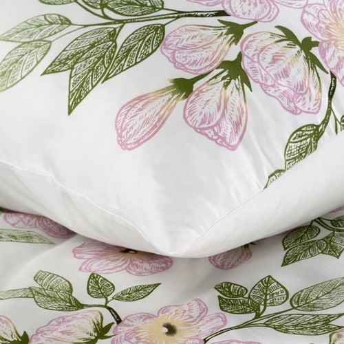 Pościeli z satyny bawełnianej NIKA 160X200 70X80X2 kwiaty biała na Arena.pl