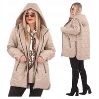 KURTKA DAMSKA PRZEJŚCIOWA DUŻE ROZMIARY OVERSIZE DŁUGA Z KAPTUREM