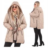 KURTKA DAMSKA PRZEJŚCIOWA DUŻE ROZMIARY OVERSIZE DŁUGA Z KAPTUREM