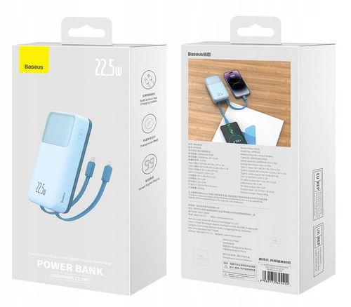 BASEUS POWER BANK SZYBKIE ŁADOWANIE 20000MAH 22.5W KABEL USB-C LIGHTNING na Arena.pl