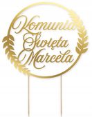 Topper Komunia Święta + Imię w kole złoty