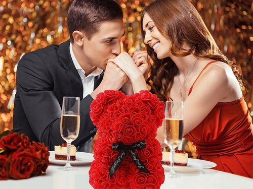 MIŚ Z PŁATKÓW RÓŻ PREZENT DUŻY PUDEŁKO ROSE BEAR RÓŻANY BUKIET KWIATÓW na Arena.pl