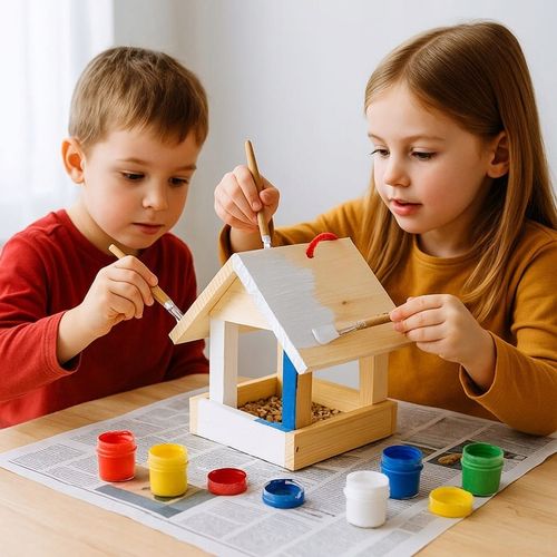 Karmnik dla ptaków + ziarno pokarm do samodzielnego malowania na Arena.pl