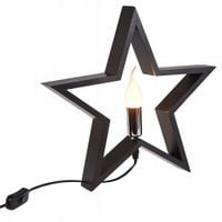 Lampka Stołowa Drewniana Czarna Gwiazda Ozdobna VILDE 34,5 cm