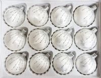 Bombki szklane 6cm 12 sztuk Ręcznie zdobione. Produkt polski (biały)