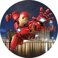 Opłatek na tort Urodziny IRON MAN AVENGERS Bohater Tekst Gratis