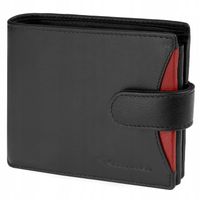 KOCHMANSKI portfel męski skórzany rozbudowany czarny z czerwonym RFID