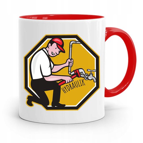 Kubek Czerwony Prezent Dla Hydraulika Najlepszy Z Nadrukiem Ze Zdjęciem zdjęcie 1