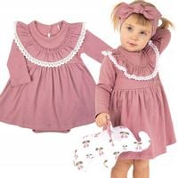 Bodosukienka niemowlęca SUKIENKA Z BODY DŁUGI RĘKAW falbanka i koronka 62