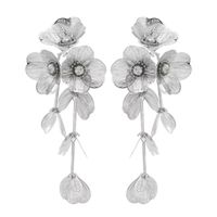 DUŻE kolczyki metalowe blaszki kwiatowe lekkie efektowne widoczne XL srebro