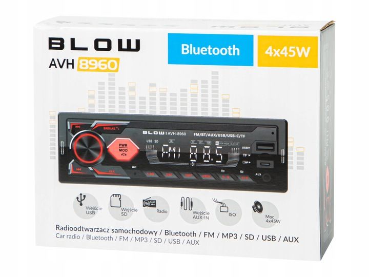 RADIO SAMOCHODOWE BLUETOOTH 1-DIN RDS USB-C AUX RCA SD MP3 LCD zdjęcie 5